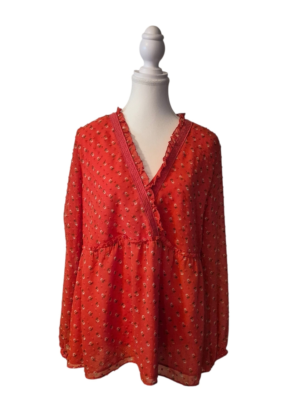 Matilda Jane Coral Red Floral V-Neck Tunic